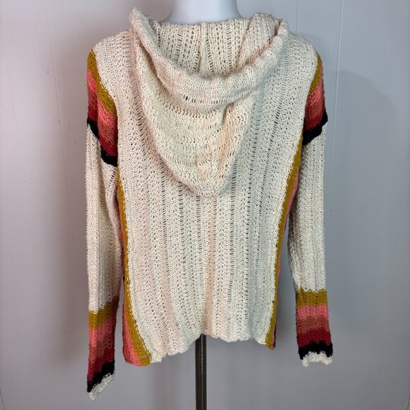 Rip Curl Sweater XS Ivory Hooded Baja Stripe Pullover Relaxed Fit Women's - Picture 5 of 11